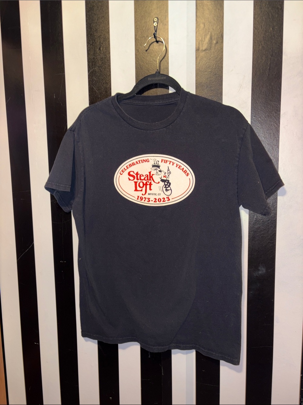 Steak Loft Mystic CT 50th Anniversary Black Short Sleeve Graphic Tee New England